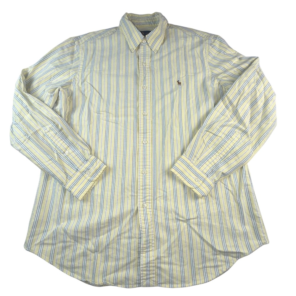 Polo Ralph Lauren Mens Large Striped Cotton Oxford Button Down Long Sleeve Shirt